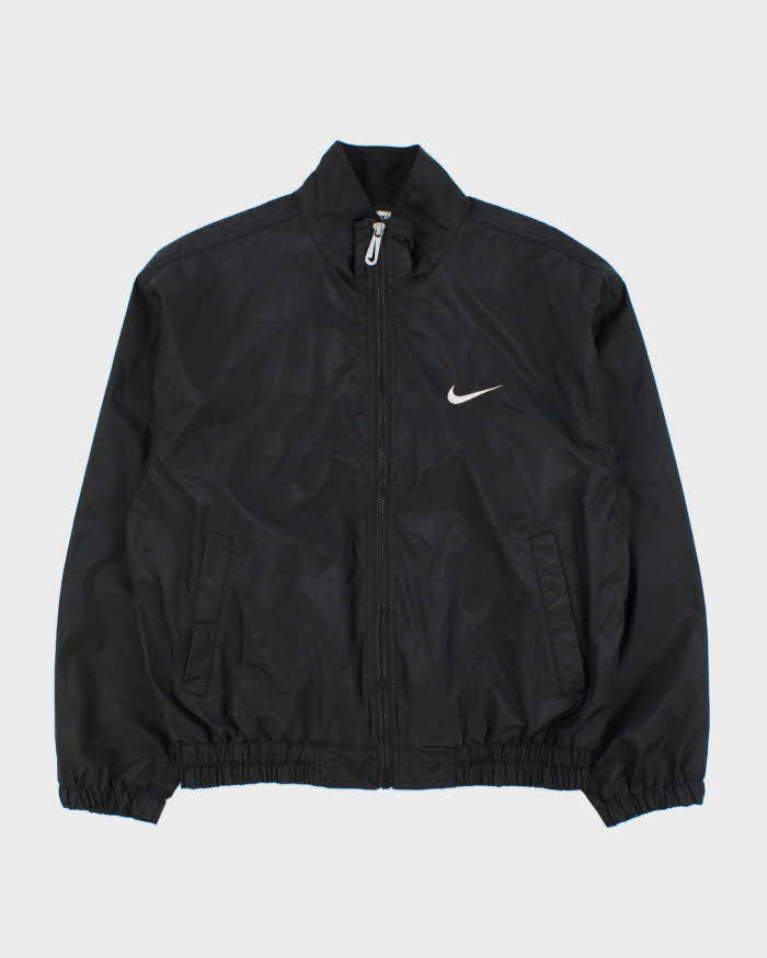 90s vintage shell black bomber jacket 短丈 Vintage 1990s Nike Embroidered Swoosh Lightweight Shell Bomber