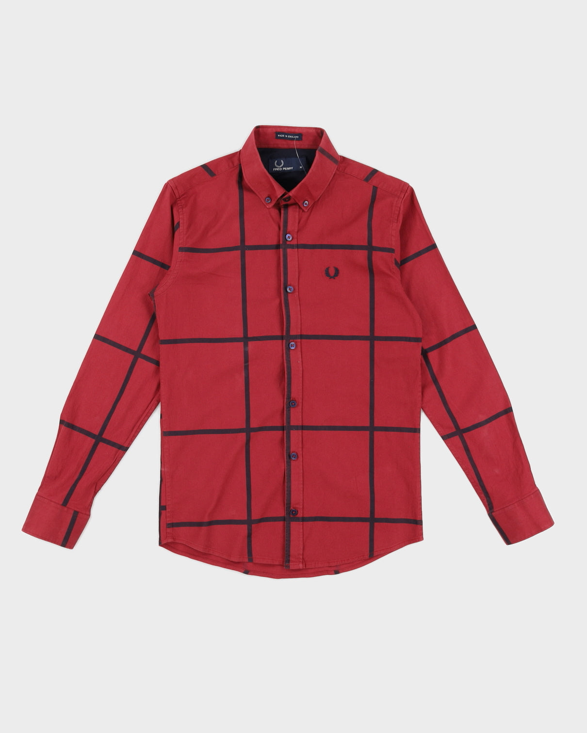Red and Black Fred Perry Shirt - M