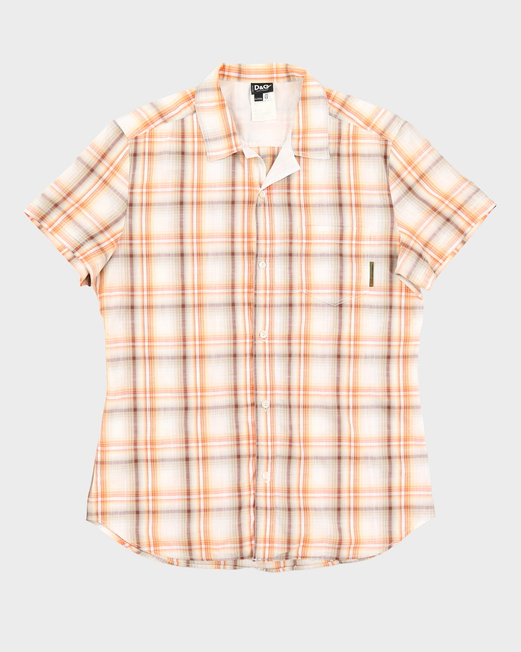 00s Dolce & Gabbana Orange Check Shirt - L