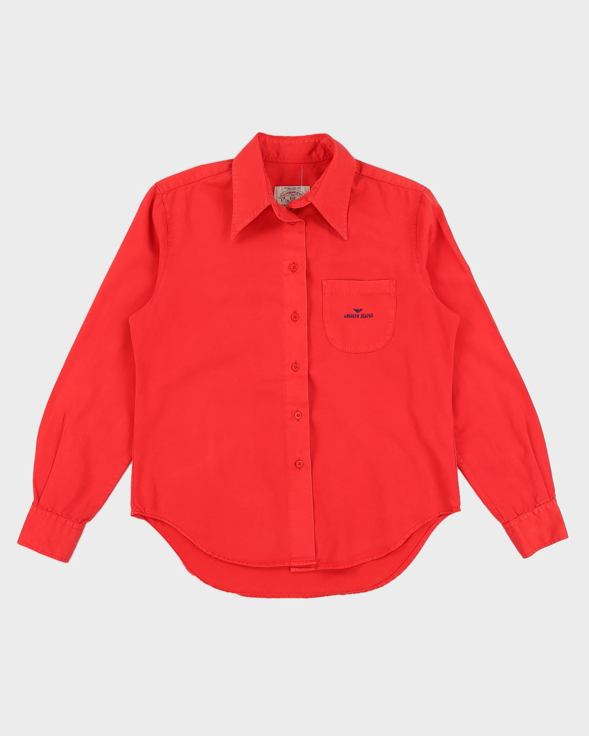 Vintage 90s Armani Jeans Red Long Sleeved Shirt S Rokit