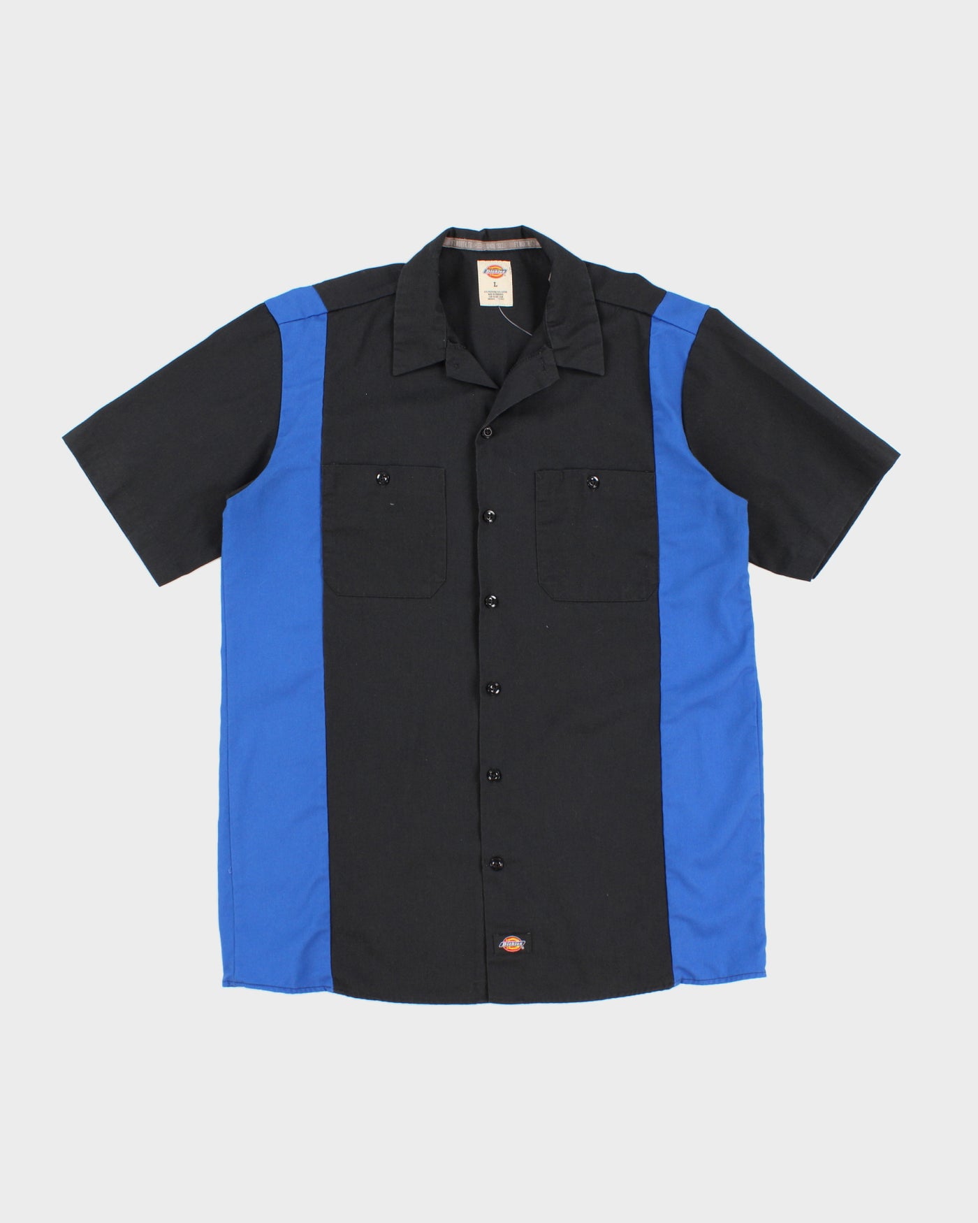 Dickies Mens Black & Blue Bowling Shirt - L