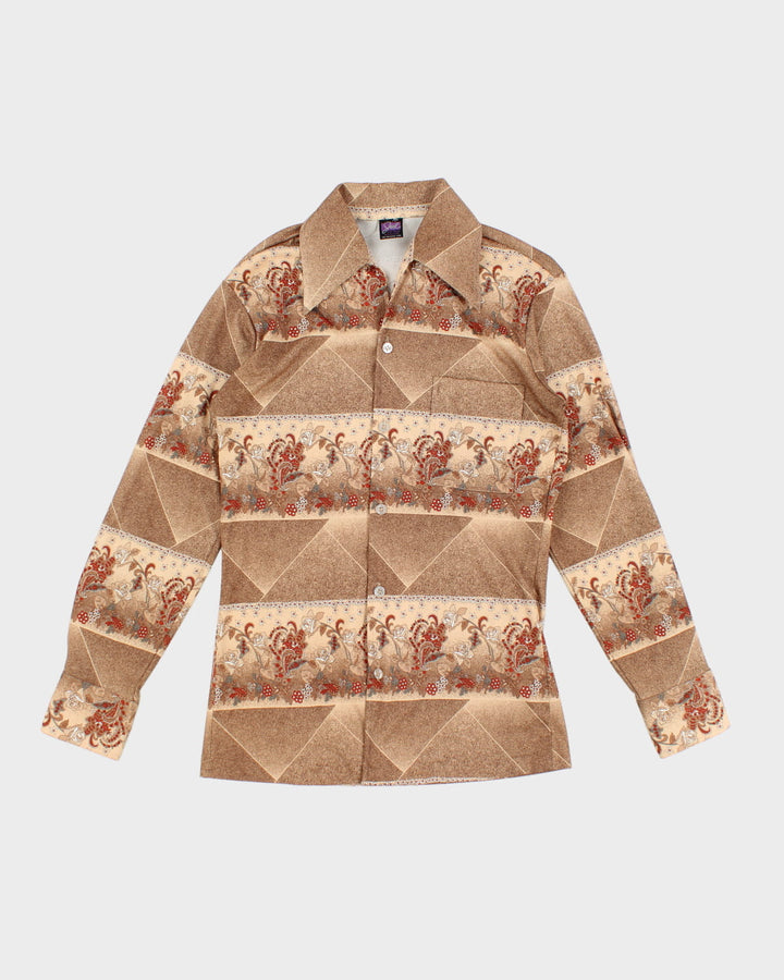 Groovy Vintage 70s Brown Floral Shirt - S