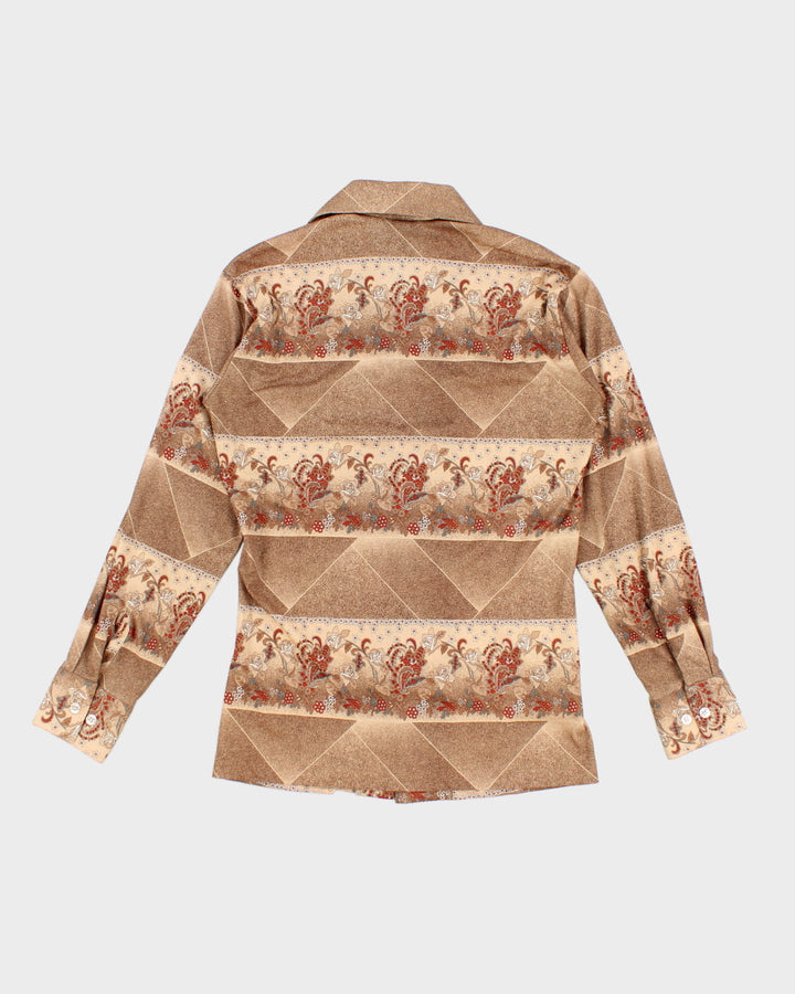Groovy Vintage 70s Brown Floral Shirt - S