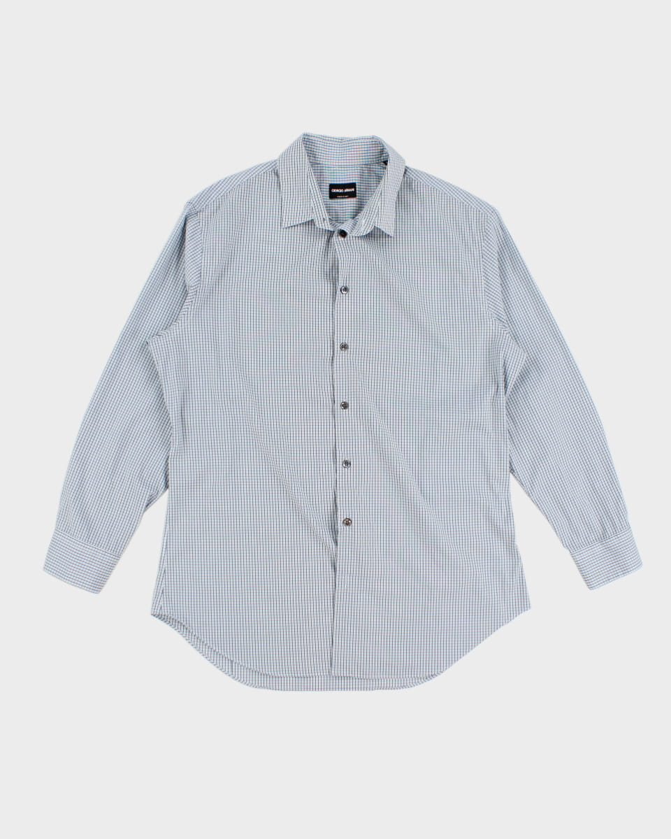 Vintage Armani Button Up Check Shirt M Rokit