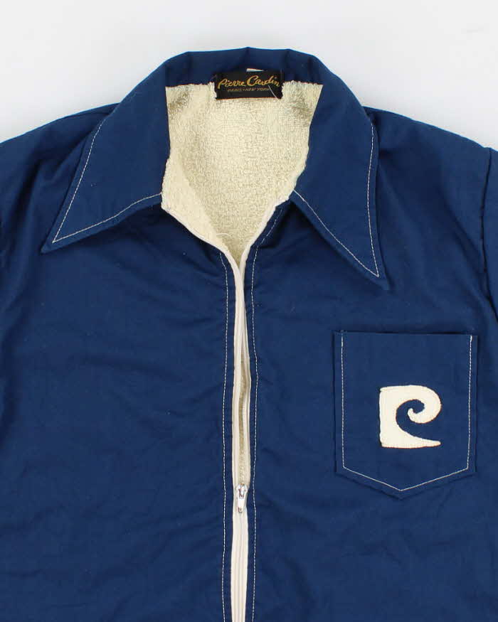 Vintage 70s Pierre Cardin Towelling Lined Zip Up Shirt - M