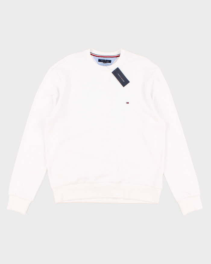 Mens White Tommy Hilfiger Knit Pullover Shirt - L