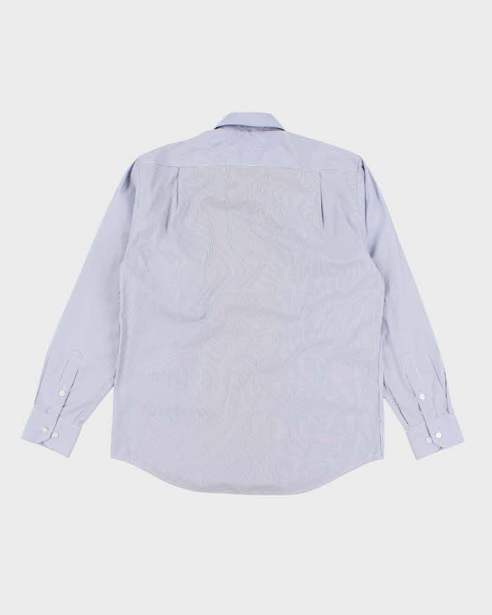 Mens Giorgio Armani Blue Striped Button Up Shirt - L