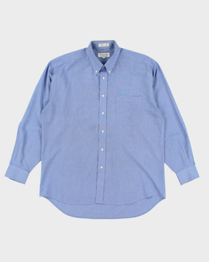 Vintage Men's Christian Dior Chemise Blue stripped Button Up Shirt - X Rokit Vintage Men's Christian Dior Chemise Blue stripped Button Up Shirt - X Rokit