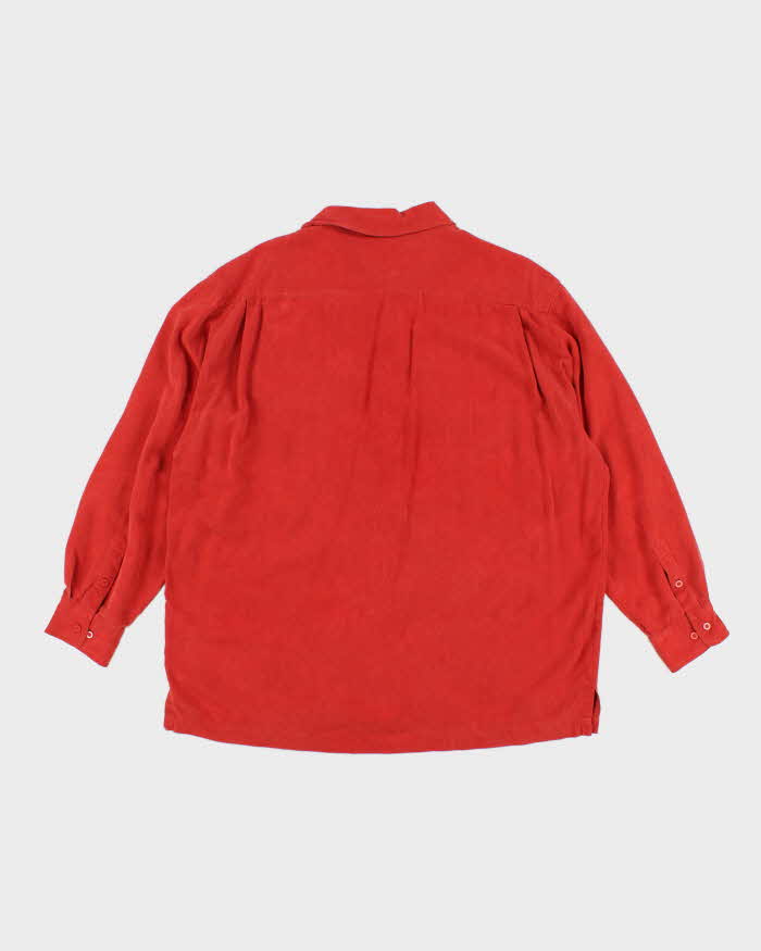 Vintage 90s Bill Blass Red Silk Shirt - XL