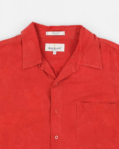 Vintage 90s Bill Blass Red Silk Shirt - XL