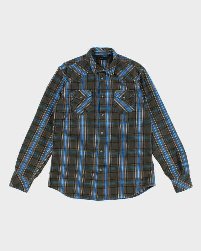 Mens Diesel Green Checked Button Up Shirt - M