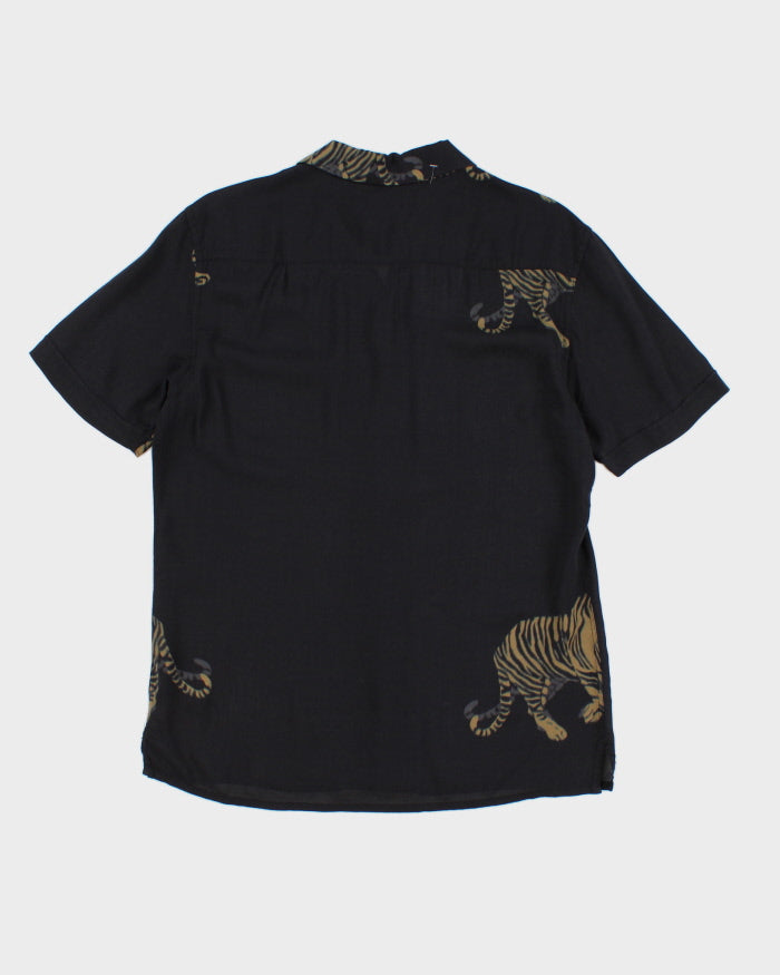Mens Black All Saints Tiger Print Shirt - M