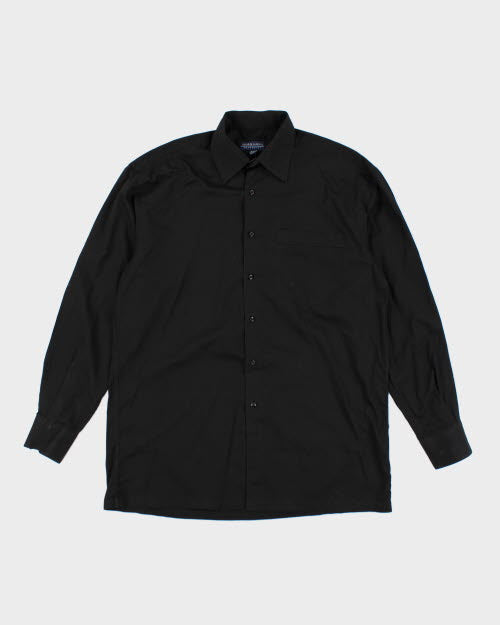 big l dressed in all black Vintage Oscar De La Renta Plain Black Shirt