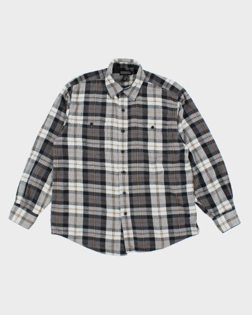 DAKOTA Long Sleeve Flannel Check Shirt, Men's Size M cotton gray type Vintage Second Hand