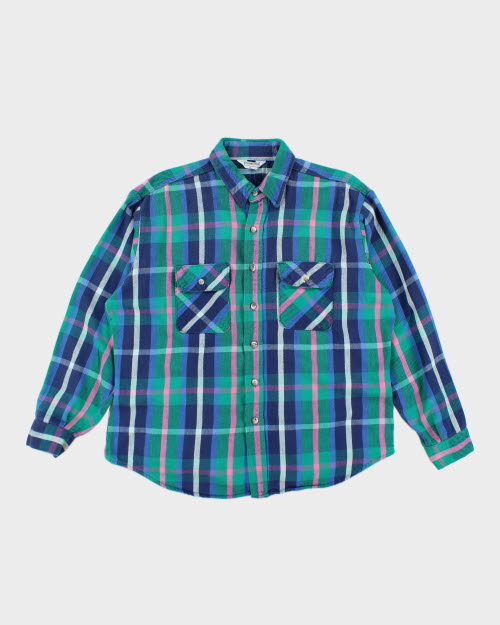 90s FIVE BROTHER flannel shirt GRN× BLK 90s FIVE BROTHER FLANNEL SHIRT Size XL-TALL | K