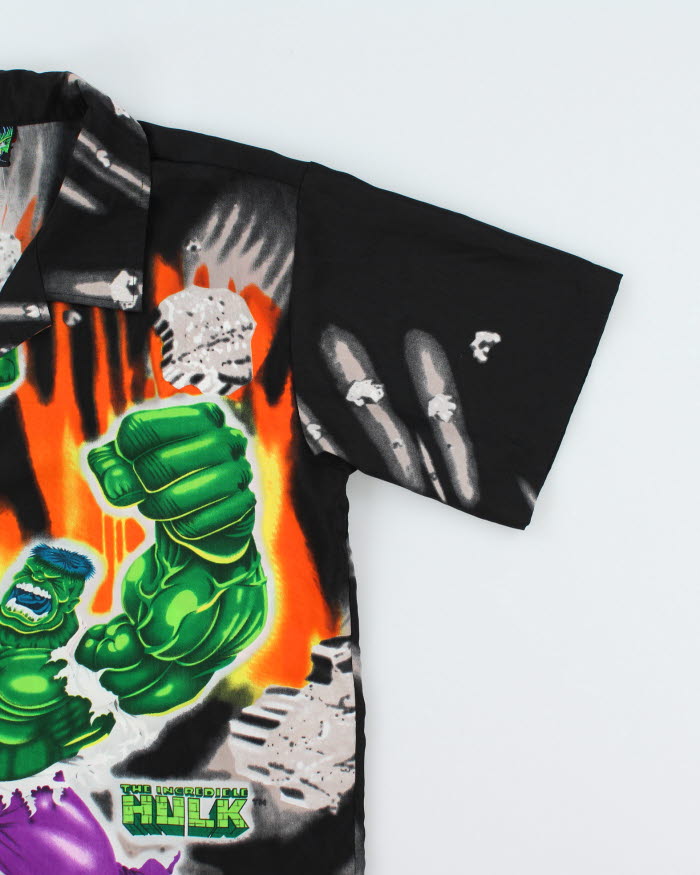 Vintage Y2K All Over Print Marvel The Hulk Short Sleeve Shirt - M