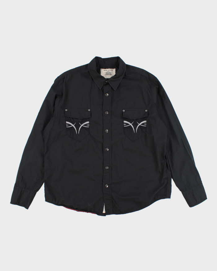 Vintage Y2K DKNY Tribal Embroidered Snap Button Shirt - XL