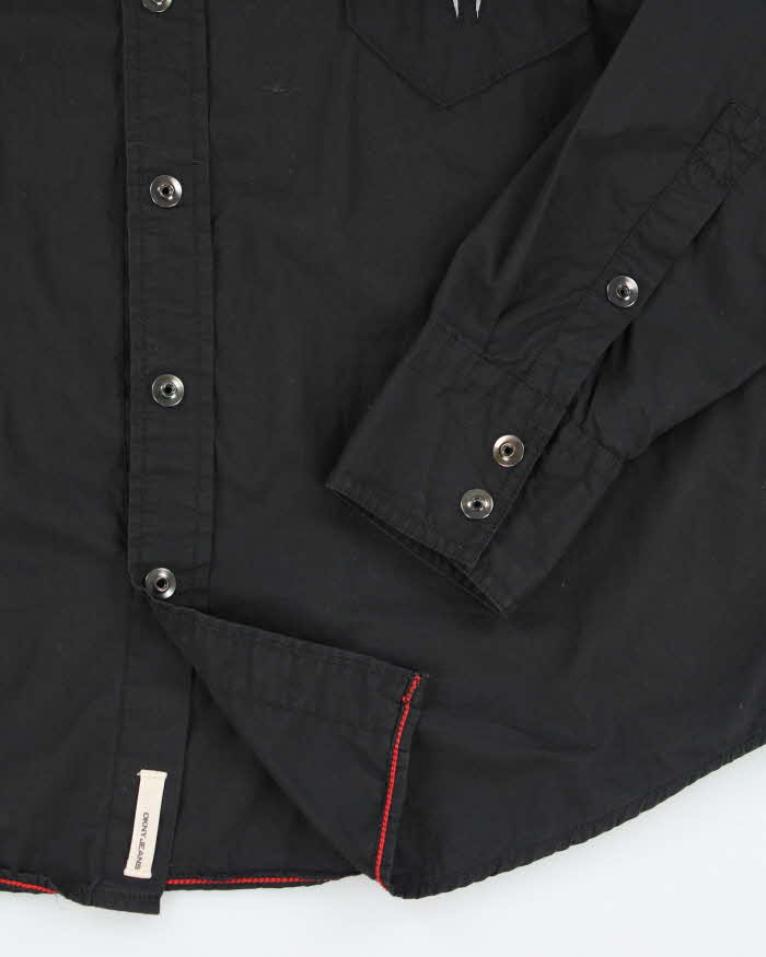 Vintage Y2K DKNY Tribal Embroidered Snap Button Shirt - XL