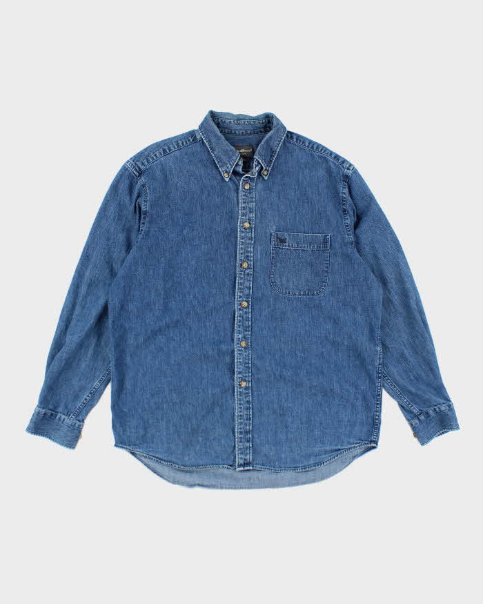 Eddie Bauer long-sleeved button-down denim shirt, men's size XL cotton blue type Vintage Second Hand main image 1