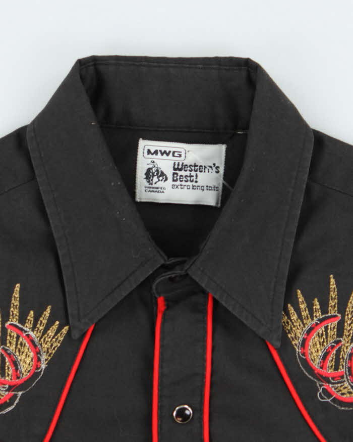 Vintage 70s MWG Horse Shoe Embroidered Western Shirt - M