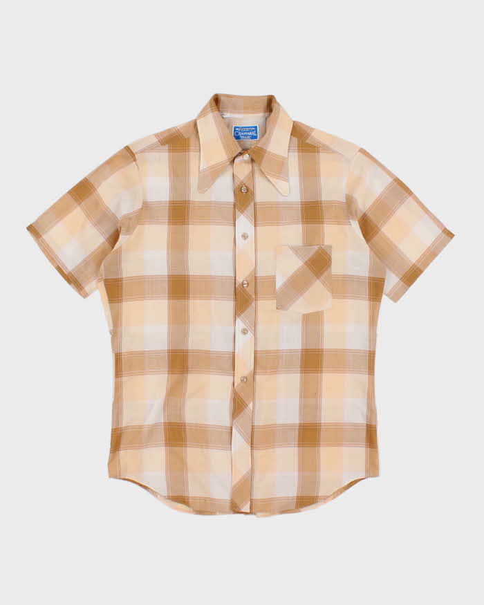 Vintage 70s Arrow Checked Short Sleeve Shirt - L