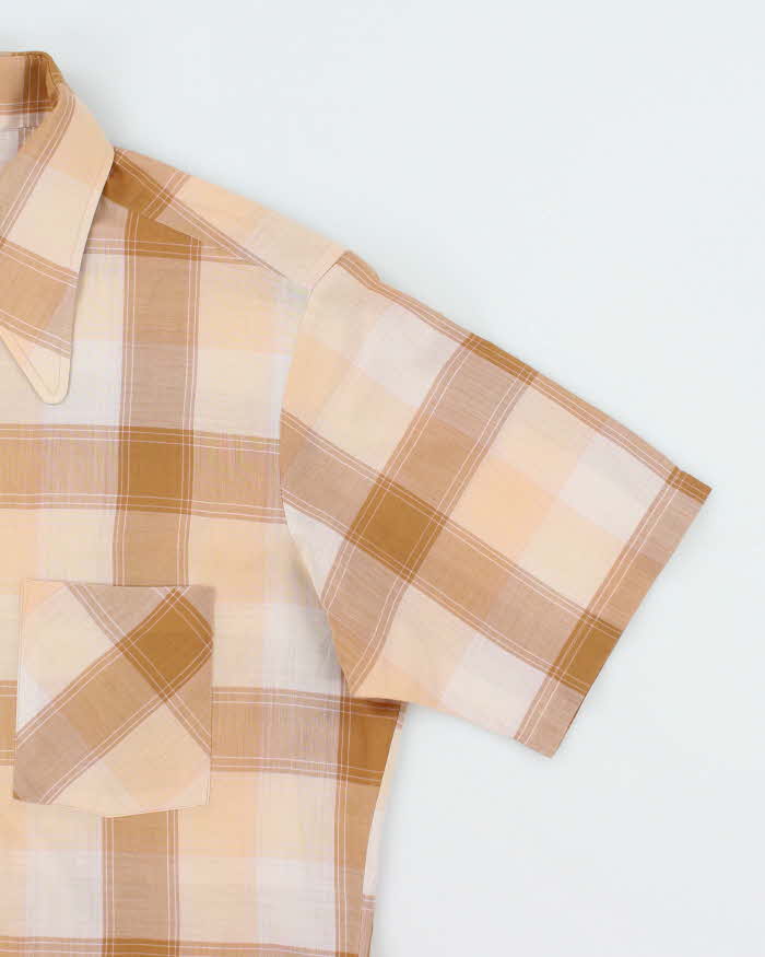 Vintage 70s Arrow Checked Short Sleeve Shirt - L