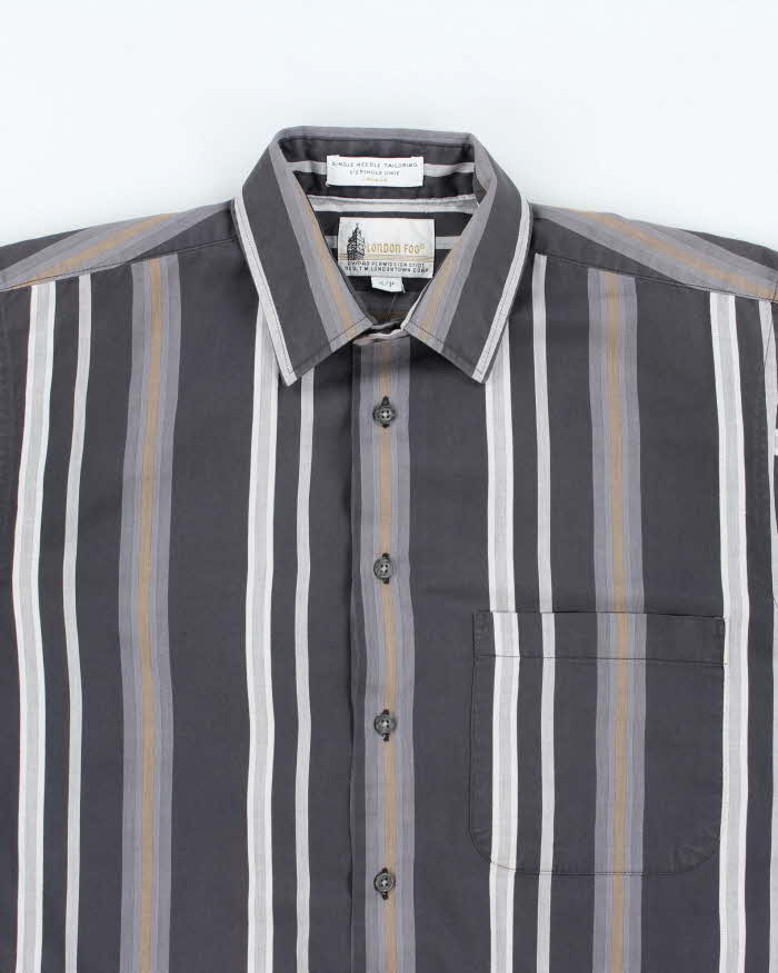 Vintage 90's London Fog Striped Short Sleeve Shirt - S