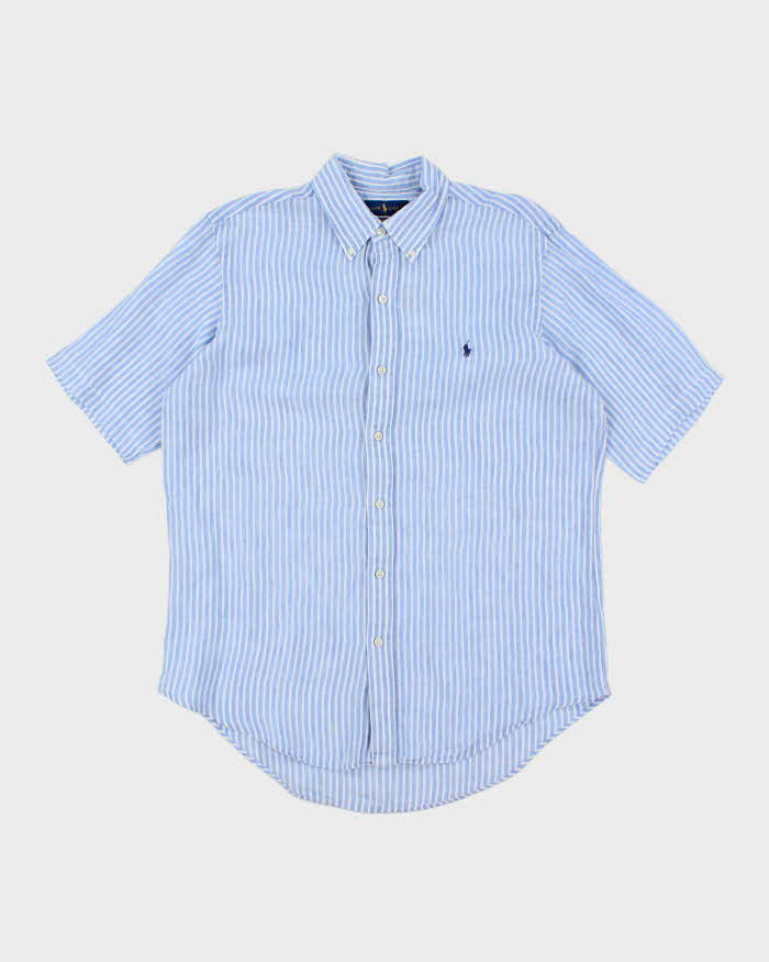 Vintage 2000's Ralph Lauren Ocean Wash Linen Striped Shirt - L – Rokit