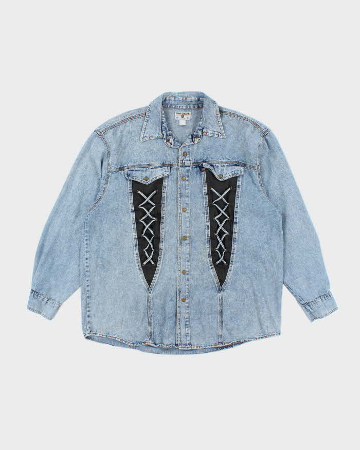 Vintage John Baner Lace-up Denim Shirt - XL