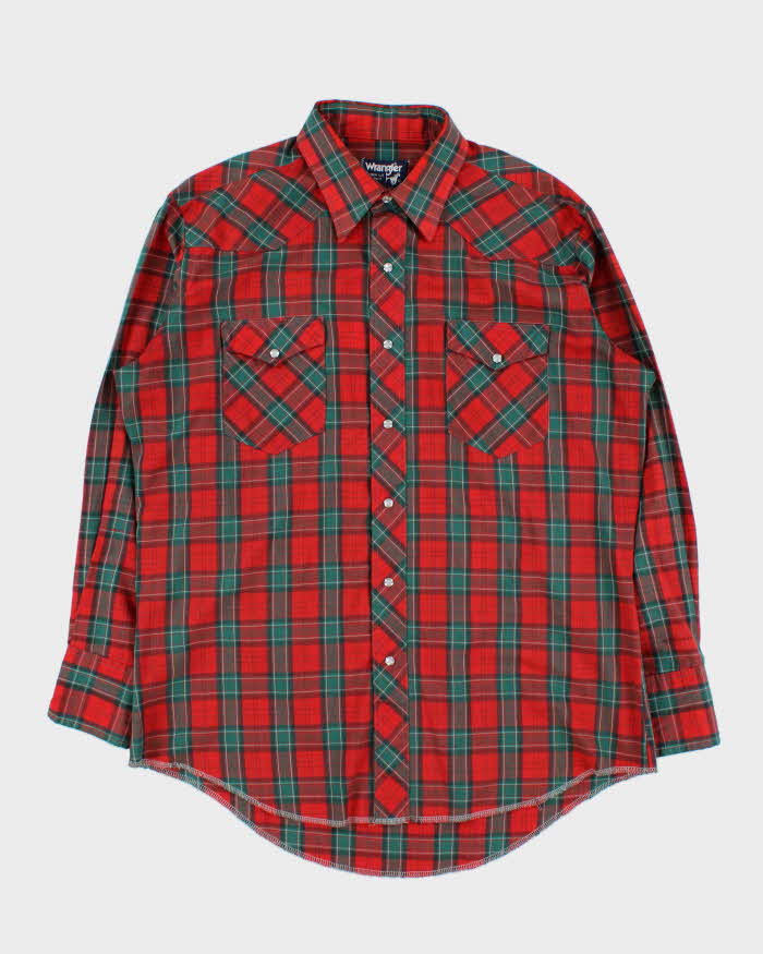 Camisa Western Wrangler Vintage 90s Corte Vaquero Manga Larga L