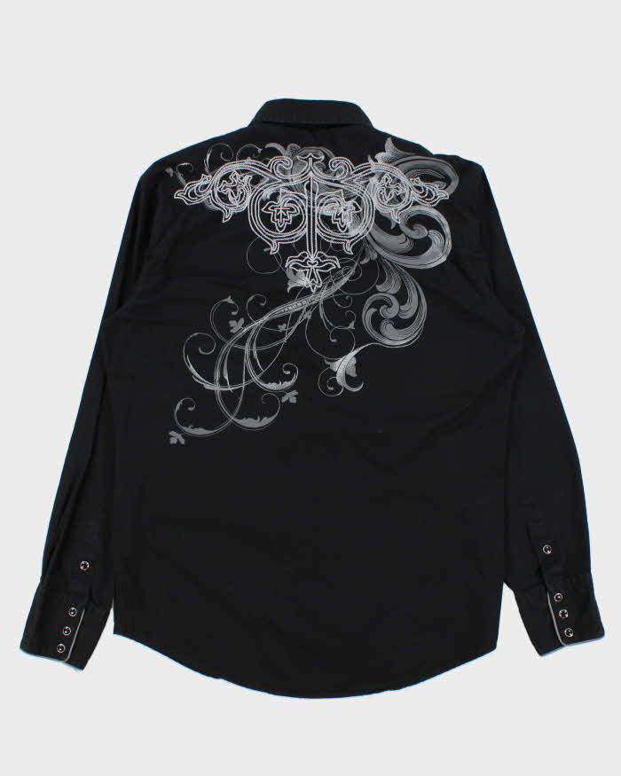 Vintage Y2K 00s Roper Black Embroidered Snap Button Western Long Sleeve Shirt - M