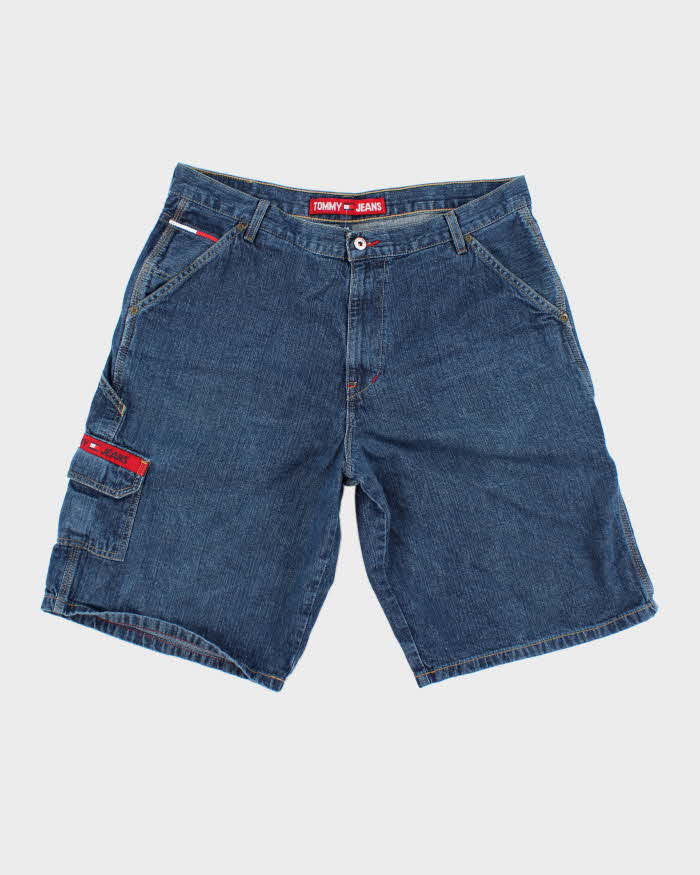 Pantalones cortos de mezclilla de lavado oscuro Tommy Hilfiger de 2000  W38 L13