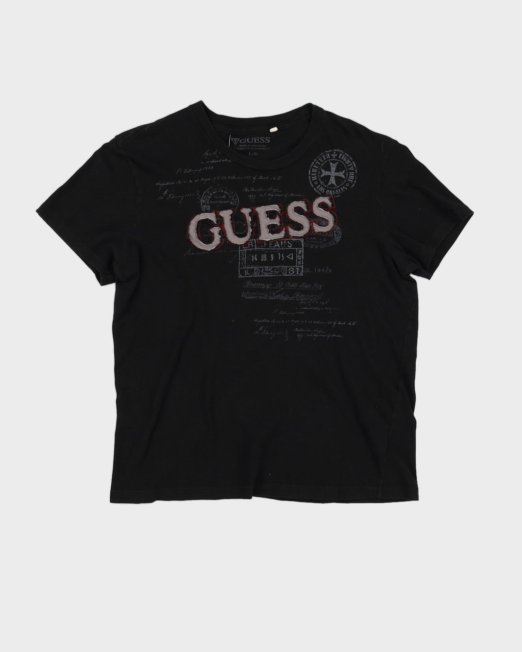 00s Guess Black Printed T-Shirt - M
