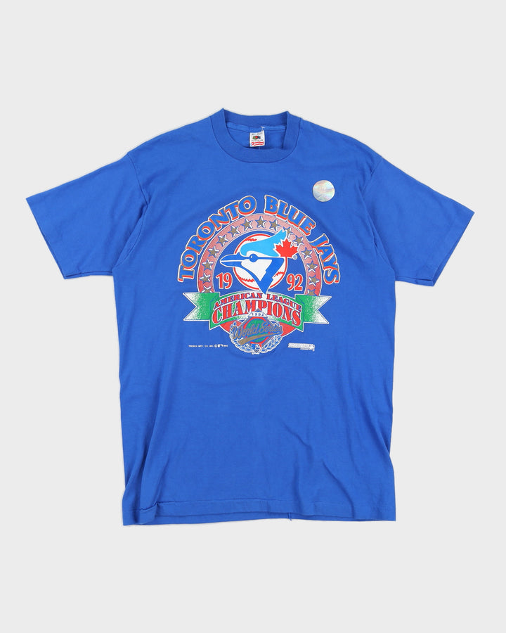 Vintage 1992 MLB Fruit Of The Loom Toronto Blue Jays World Series Blue Single Stitch T-Shirt - L
