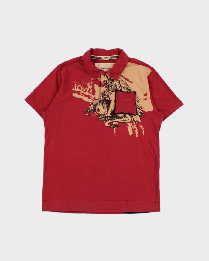 Y2K 00s Red Polo Shirt - M
