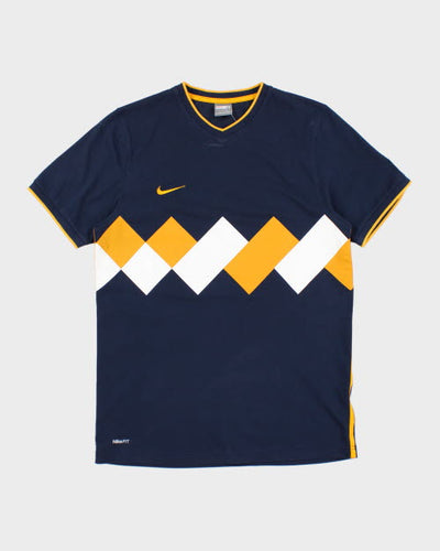 Vintage Nike Patterned V-Neck T-Shirt - M