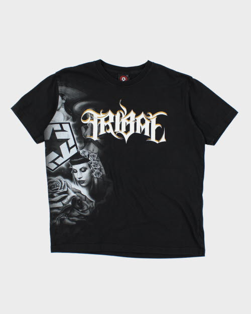 Vintage Tribal Portrait Graphic T-Shirt - L