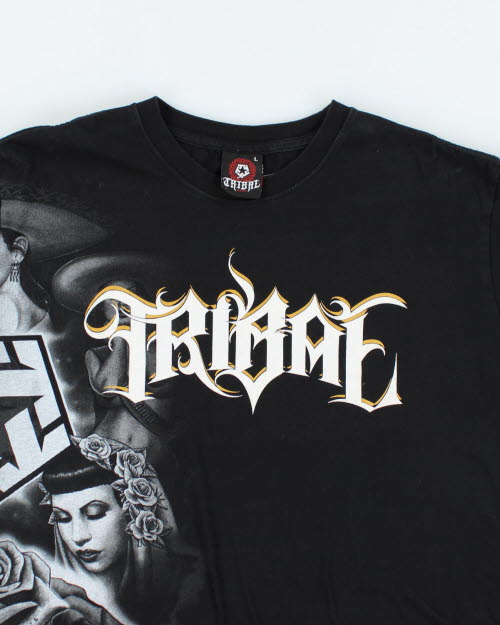 Vintage Tribal Portrait Graphic T-Shirt - L