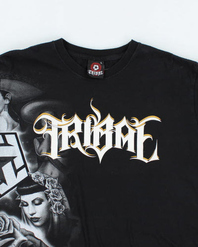 Vintage Tribal Portrait Graphic T-Shirt - L