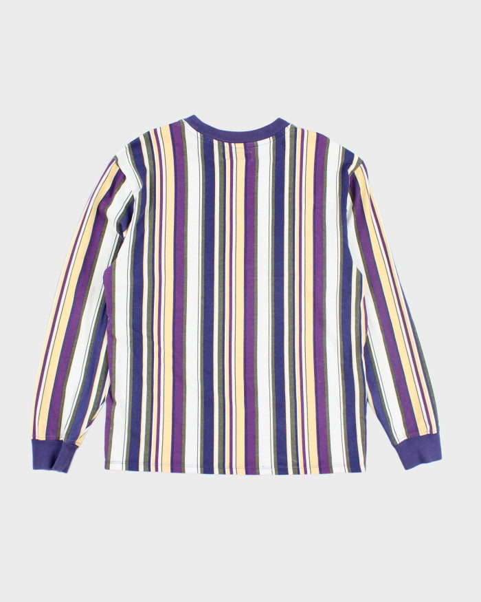 Vintage Guess Embroidered Long Sleeve Striped T-Shirt - S
