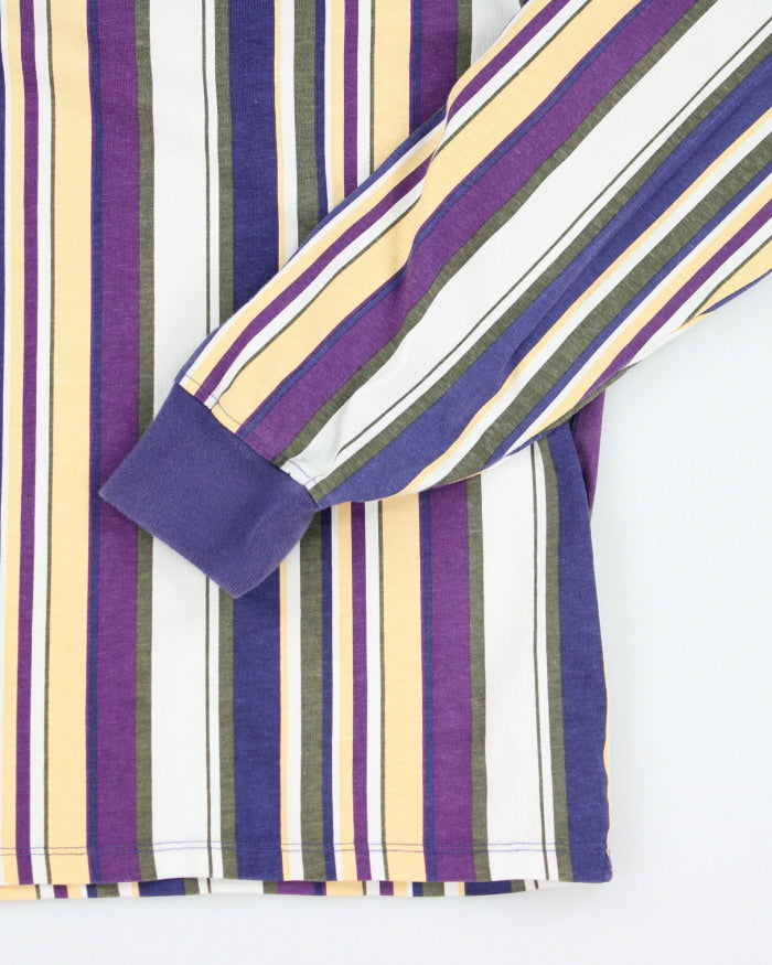 Vintage Guess Embroidered Long Sleeve Striped T-Shirt - S