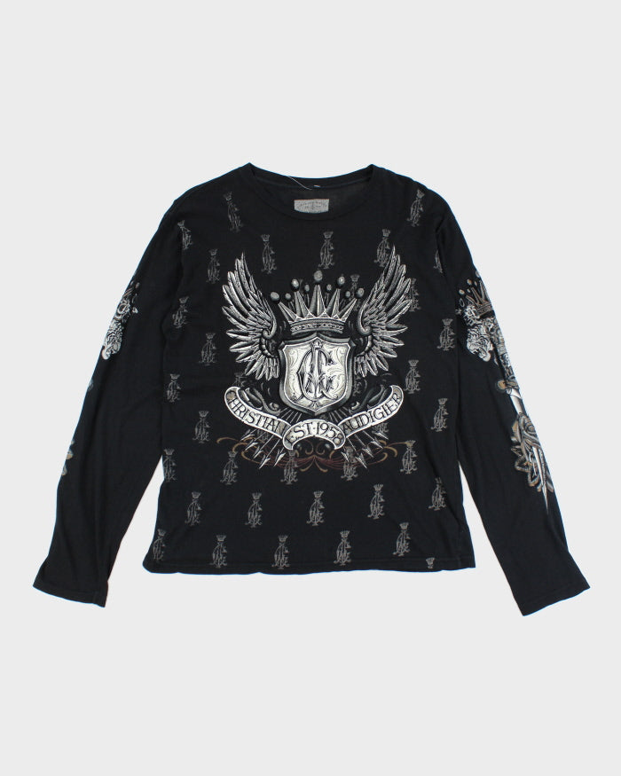 Vintage Y2K Christian Audigier Gothic Long Sleeve T-Shirt - S – Rokit