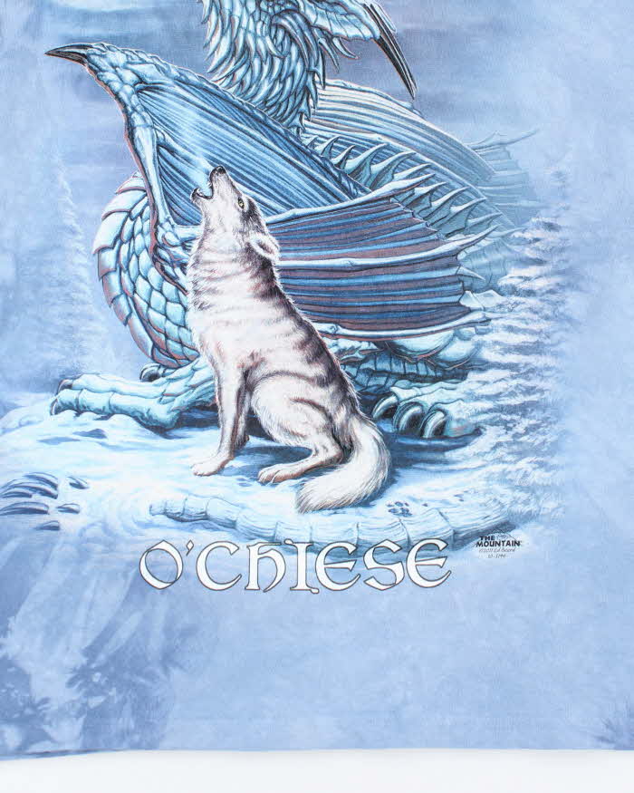 Vintage Y2K The Mountain Wolf & Dragon Graphic T-Shirt - L