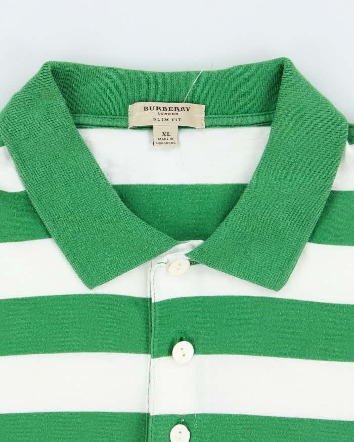 Vintage Burberry Striped Slim Fit Polo Shirt - XL