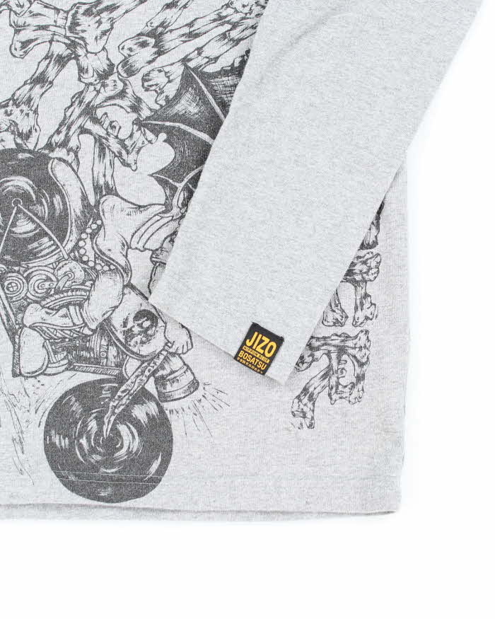 Vintage Y2K Biker Drawing Gothic Graphic Long-sleeve T-Shirt - M