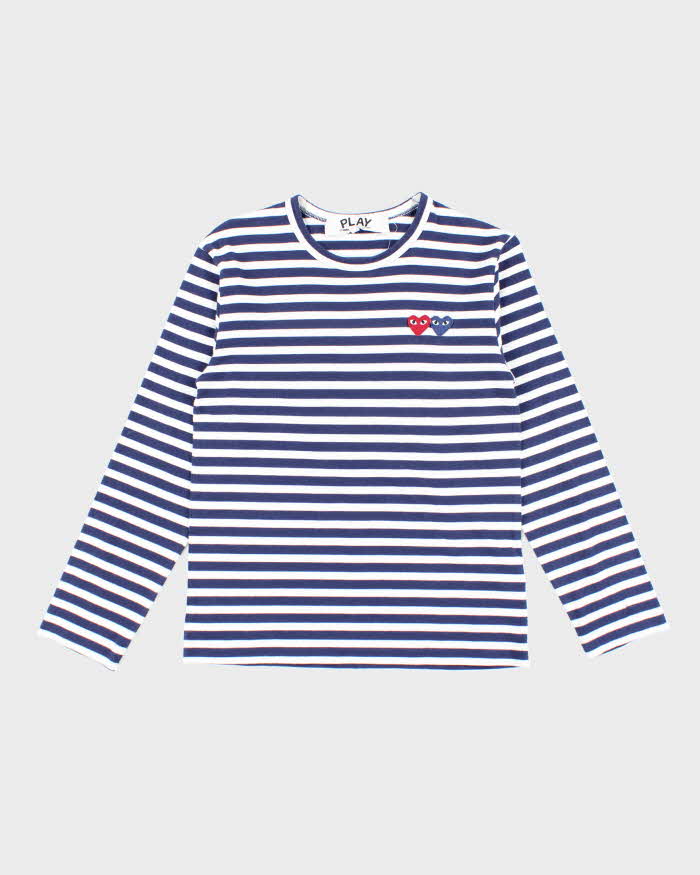 Vintage Comme Des Garcons Striped Love Heart Long-sleeve T-Shirt - S