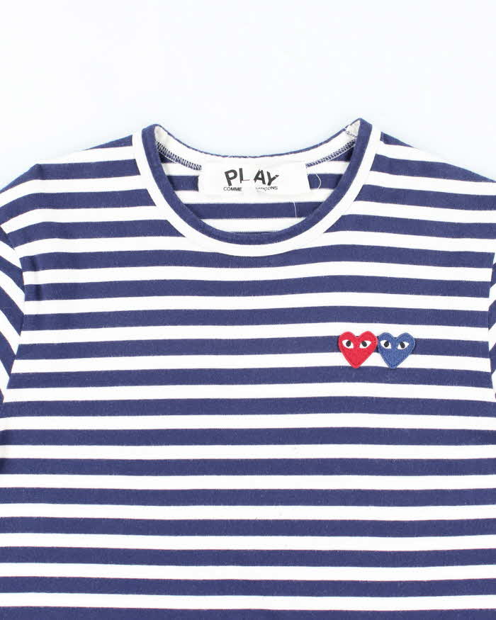 Vintage Comme Des Garcons Striped Love Heart Long-sleeve T-Shirt - S