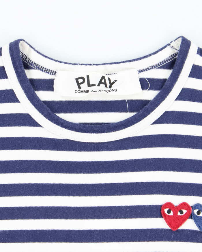 Vintage Comme Des Garcons Striped Love Heart Long-sleeve T-Shirt - S