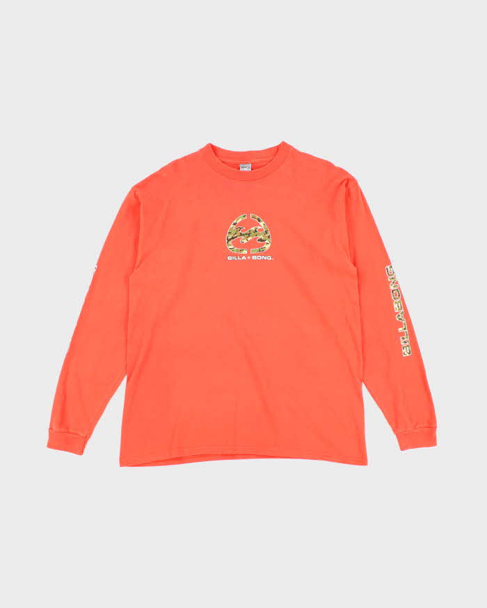 Vintage Y2K Billabong Camo Logo Long-sleeved T-Shirt - M