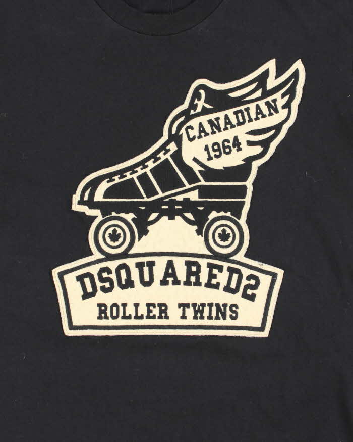 Vintage 2000's DSquared2 Roller Twins Patch Graphic T-Shirt - S